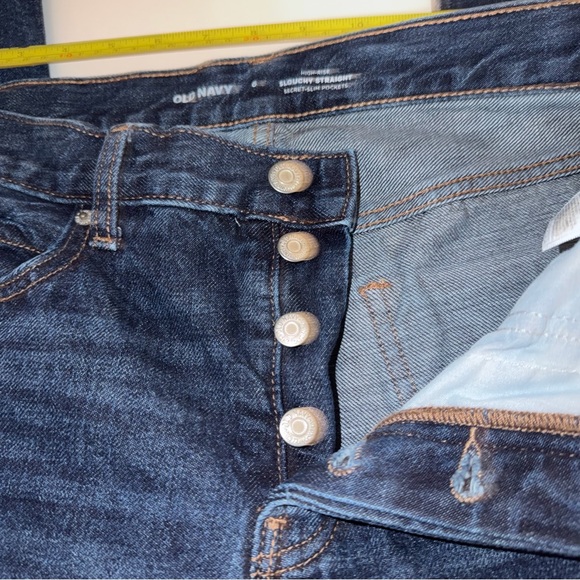 Old Navy High Rise Slouchy Straight Dark Wash Denim Jeans Cropped Button Fly 6 - Picture 6 of 11